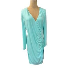 NWT!! "CHAPS" Ocean Blue Dress SZ 12 Gathered Side Beach Wedding Tropical Summer